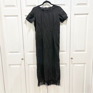 Vintage Match Linen Fringe Dress Black 6